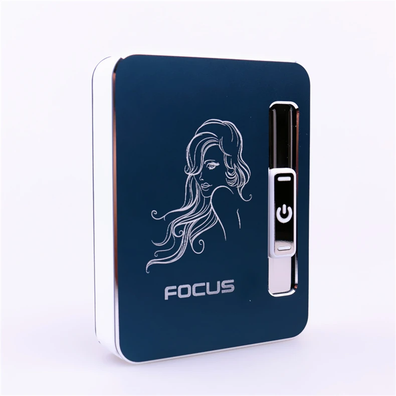 

(10 cigarettes) automatic smoke cigarette case box.windproof USB rechargeable lighter,Extra heating wire