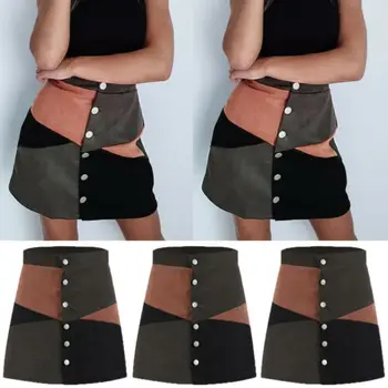 

Women High Waisted A-Line Skirt Bodycon PU Leather Mini Skirt Ladies Clubwear