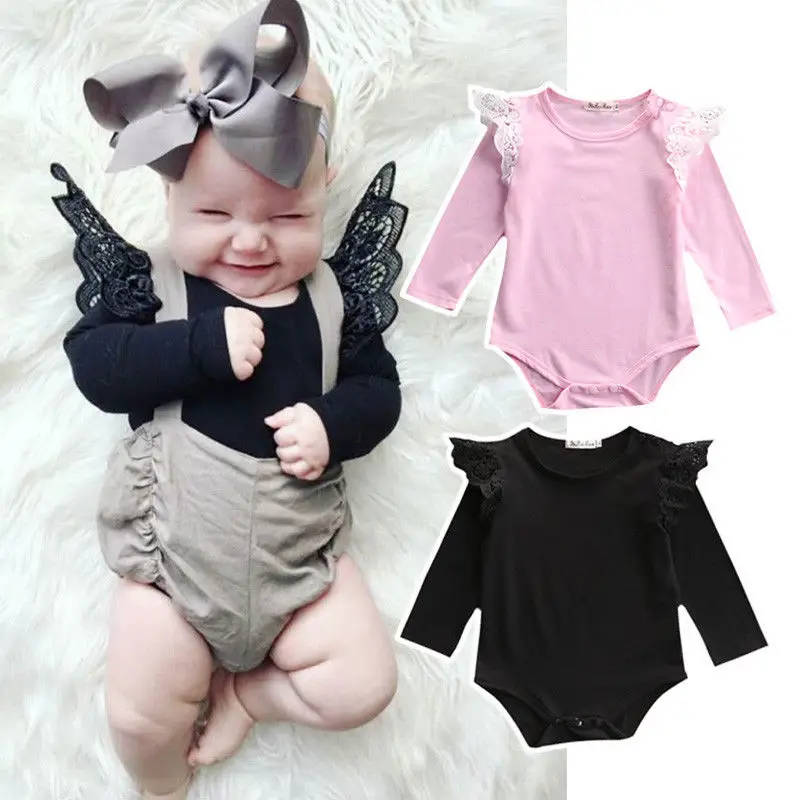 

Cute Baby Girl Jumpsuit Fashion Toddler Long Sleeves Bodysuit Kids Autumn Clothes Outfit Pink Infant Playsuit