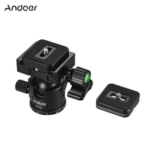 Andoer tripod head Aluminum Alloy Camera Tripod Ball Head Mini Ballhead Low Center of Gravity for Canon Nikon Sony DSLR Cameras