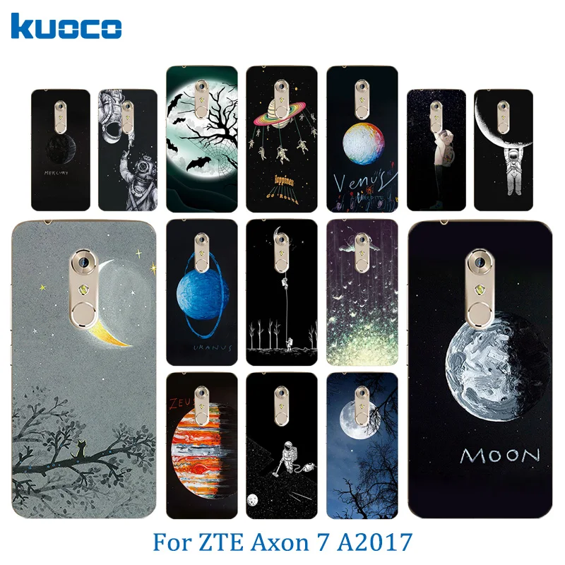 5.5 inch For ZTE Axon 7 A2017 Phone Case Soft Silicone Space Moon Pattern Coque Ultrathin TPU for Protector Back Cover |