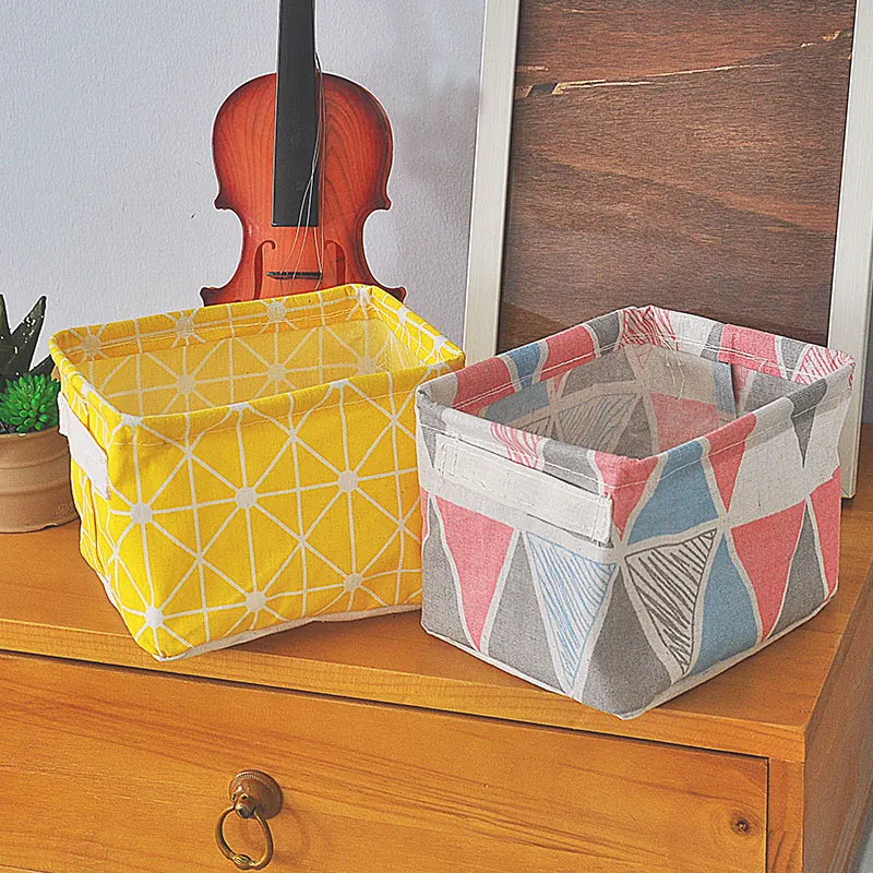 

Foldable Desktop Storage Basket Sundries Underwear Toy Storage Box Cosmetic Book Organizer Stationery Container Laundry Basket