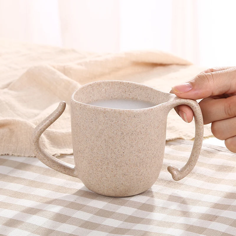 Wheat Straw Cup Kids Milk Mug Baby Training Cups Children Gargle Tooth Bruch Cup with Handgrip Non-toxic Drinking Mugs Learning (1)