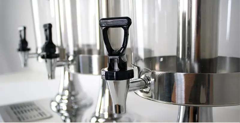  drink dispensers with stand stainless steel spigot ice chamber plastic double juice container beverage jar silver gold 8L jug buffet server