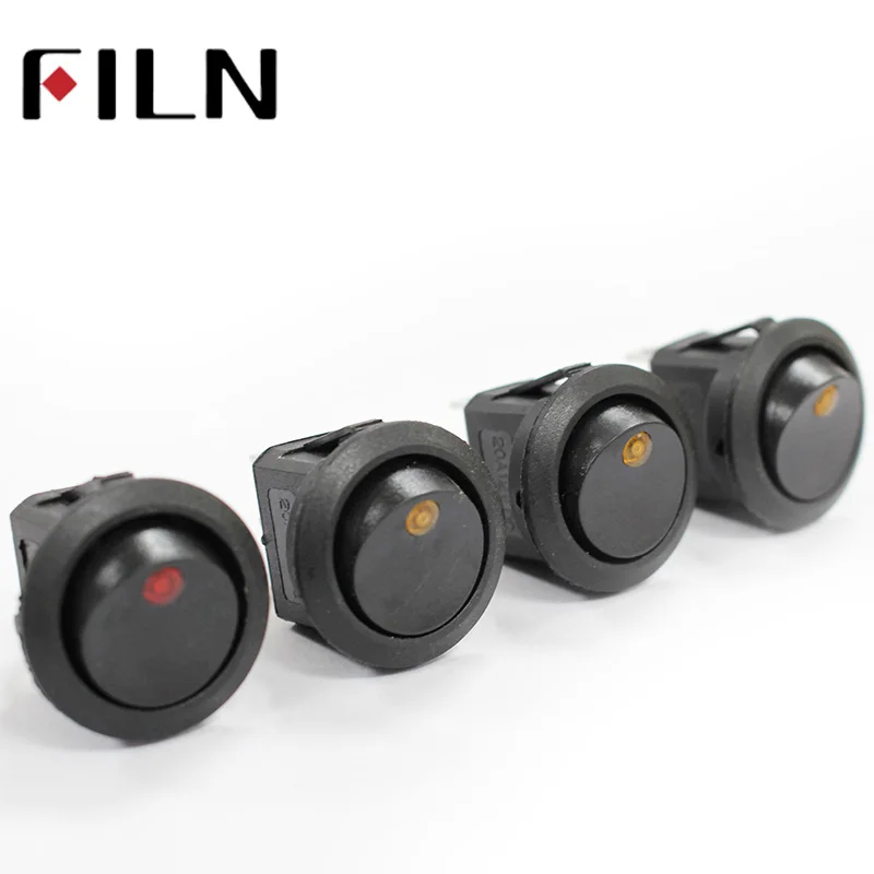 

Mini round KCD1 250v red green yellow illuminated on-off SPDT rocker switch with pins