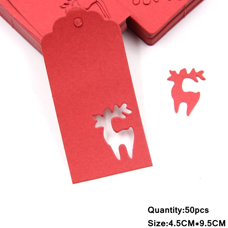 50 шт многостильные бирки из крафт-бумаги ручной работы/Спасибо поделки DIY бирки упаковочные материалы для подарков этикетки на Рождественские сувениры - Цвет: Red Deer