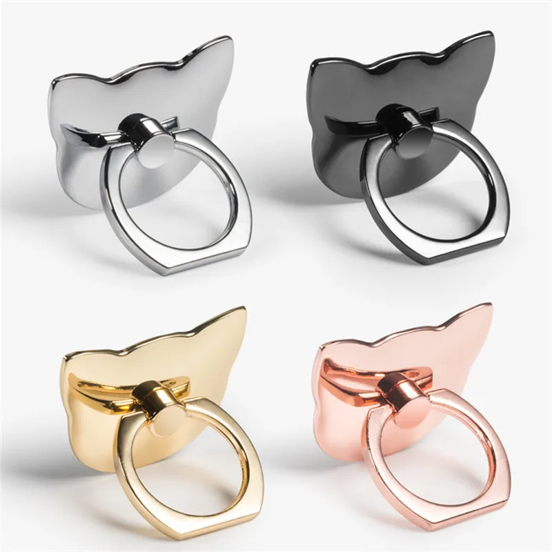 

Ice Fog 360 Degree Metal Mirror Cartoon Cat Ear Mobile Phone Stand Holder Smartphone Finger Ring Grip For iPhone Samsung Huawei