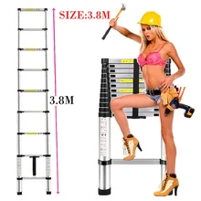 3.8m Thickening alloy aluminum Gates & Doorways herringbone portable retractable ladder multifunctional folding ladder stair