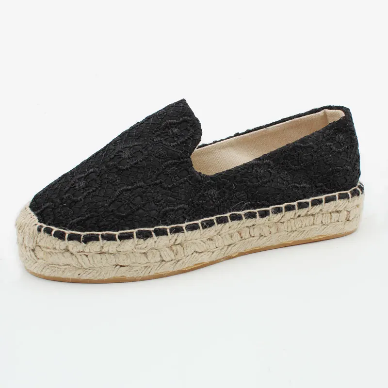 Women Fashion Handmade Lace Espadrilles Slip on Casual Canvas Loafers Ladies Flat platform Shoes Women Fashion Handmade Lace Espadrilles Slip on Casual Canvas Loafers Ladies Flat platform Shoes