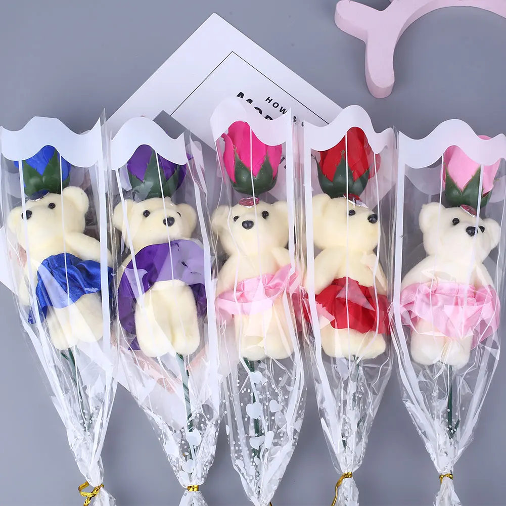 

Artificial Rose Soap Floral Gift Hotel Party Bear 5 Color Elegant Flower Petal Decorating Valentine'S Day
