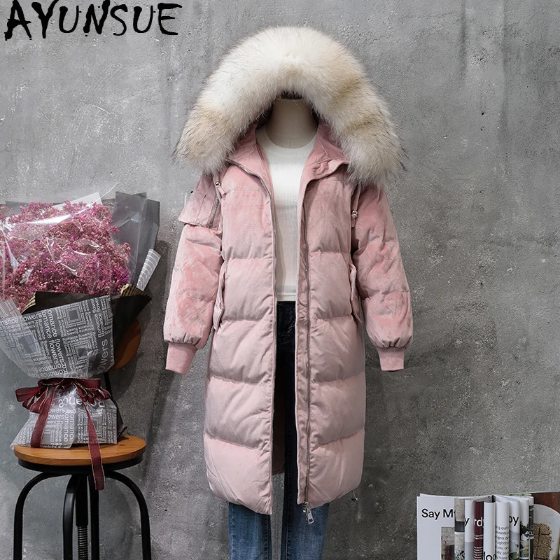 AYUNSUE 2019 Для женщин пуховик Зимнее пальто длинные корейские Бархатные Свободные