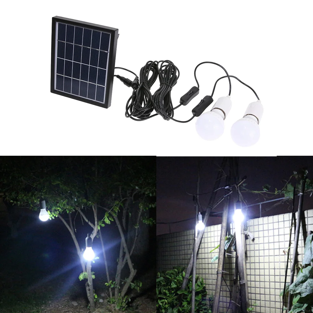 

3Wx2 Waterproof LED Solar Double Bulb Lamp Outdoor Emergency Light Solar Power Spotlight Camping Lamp for Street Yard Home