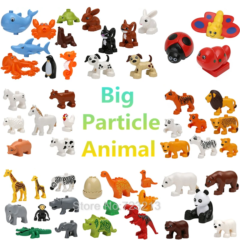 

Big Particles Single Sale Animal Elephant Lion Monkey Hippo Octopus Building Blocks Set Model Bricks Toys for Children