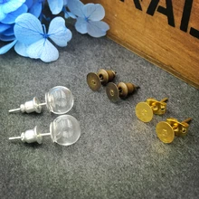 20 компл./лот; 10 пар в комплекте; носки для 8*3 мм круглый шар, стеклянная сфера Пуссеты крючки для сережек без fille стеклянные серьги с глобусом подвески