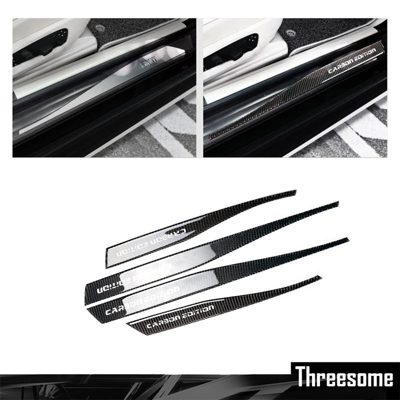 

SRXTZM Door Sill Scuff Plate Guards Accessories Carbon Fiber Door Sills Protector Stickers For Bmw E60 5 Series 2004-2010