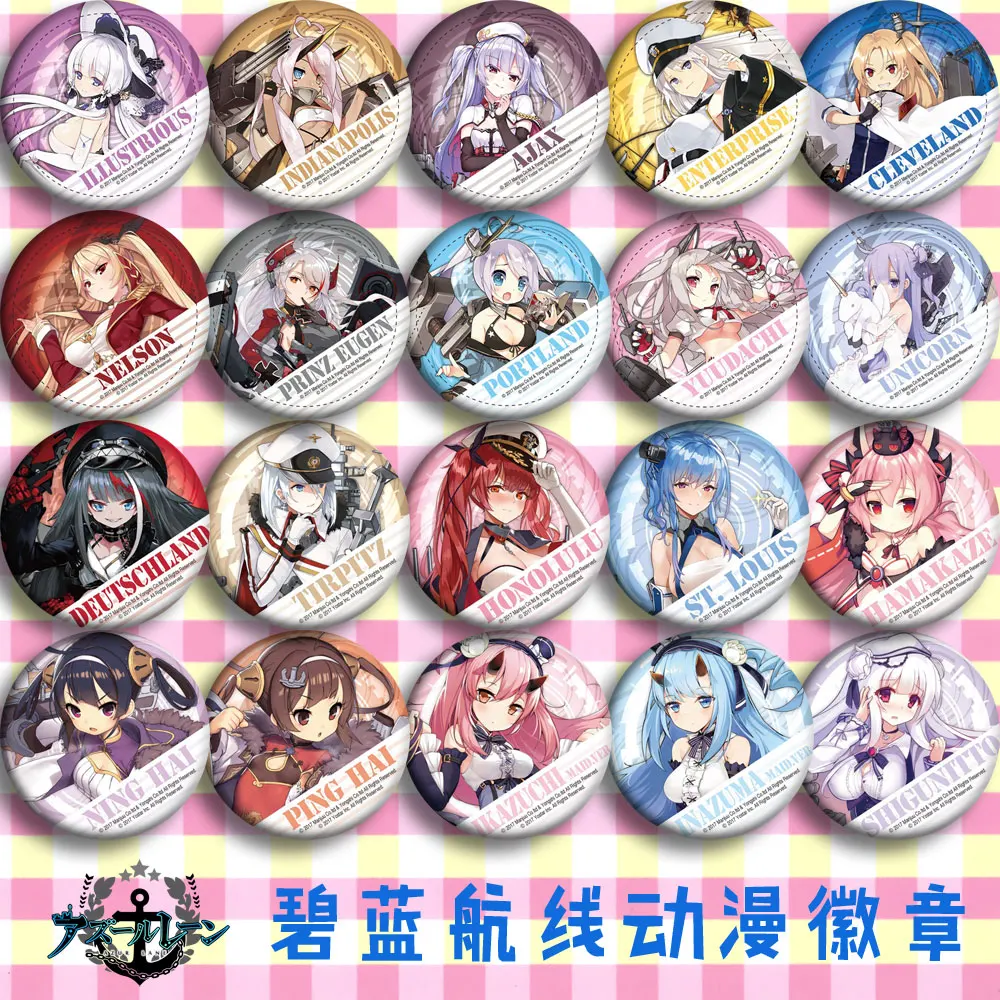 

anime badges 58 mm Azur Lane Hood Enterprise Unicorn Akagi Kaga brooch