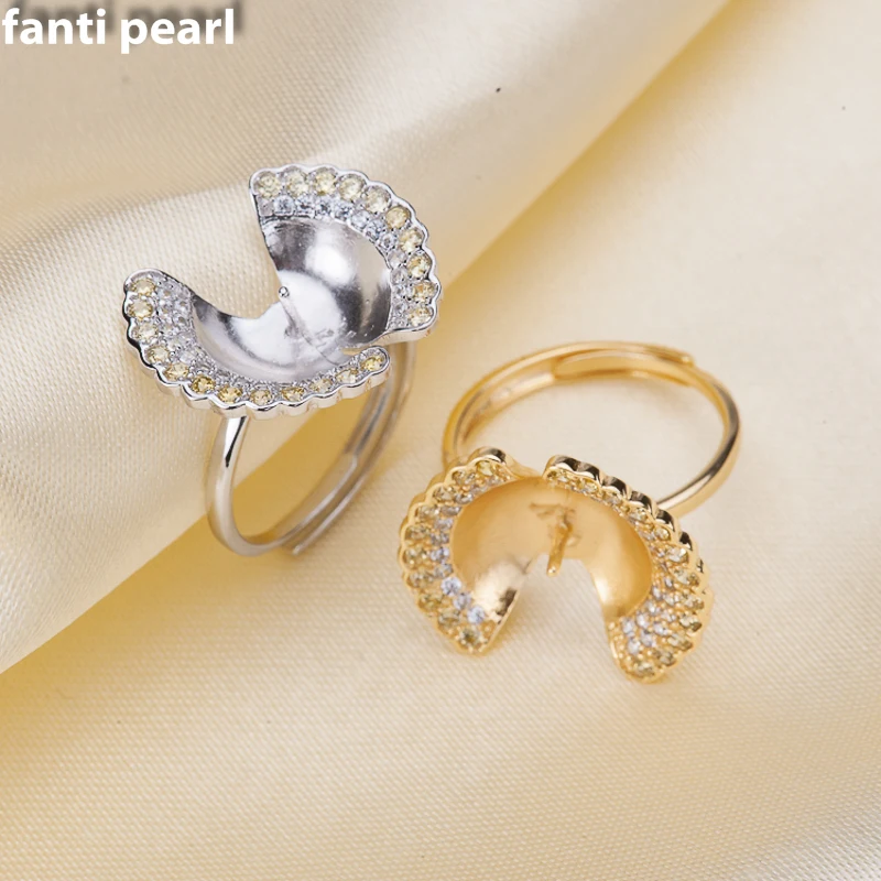 

DIY Pearl Ring 925 silver Accessories Natural freshwater Pearl rings s925 Sterling Silver ring 9-12 mm