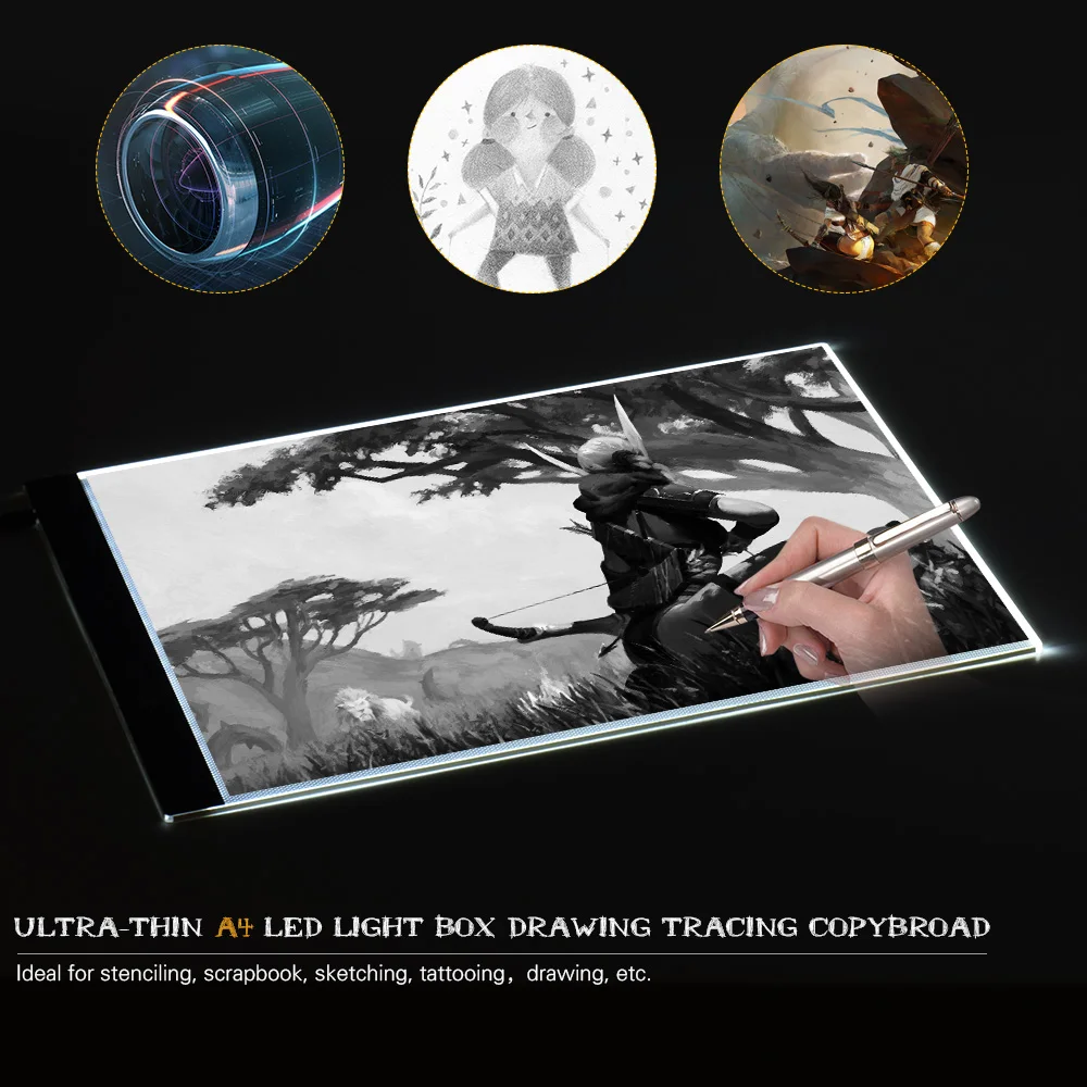 

A4 Copy Tablet Drawing Board Ultra-thin Portable LED Light Box Writing Tablet Tracer Table Painting Tracing Pad Copy Board Panel