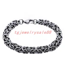 6/8/10 мм широкий Полировки Серебра Цвет уникальный) Византийский браслет, браслет на запястье для Для мужчин манжета ювелирных изделий Нержавеющая сталь 7-1" выбрать