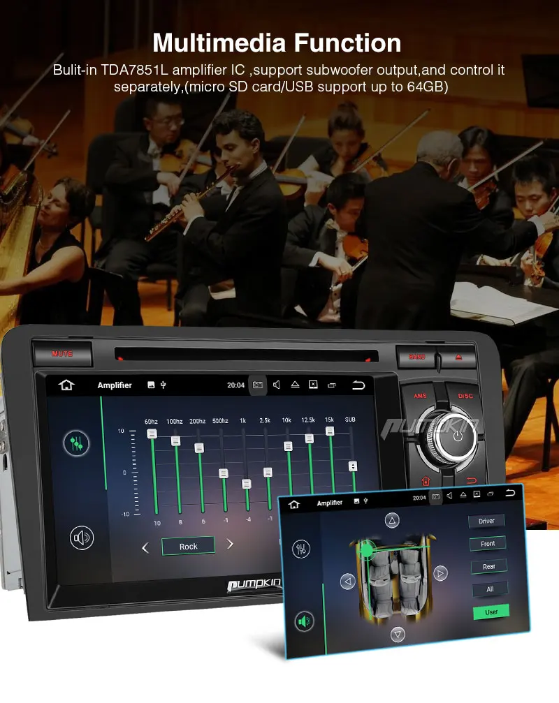 Top Pumpkin 2 Din7" Android 7.1 Car Multimedia DVD Player For Audi A3 2003-2011 GPS Navigation Car Stereo Wifi FM Rds Radio Headunit 15