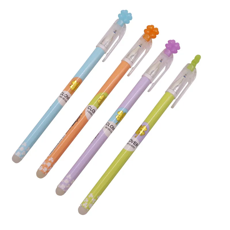 

Four-color Lilac Flower Pattern Neutral Pen Ink Can Be Wiped Pen Student Test Pen Gel Pel Wholesale 4 Pcs Refill With Sales