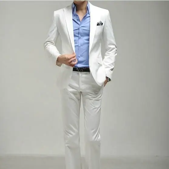 

BOU 2019 white suit male Korean Slim suits wedding dress suits