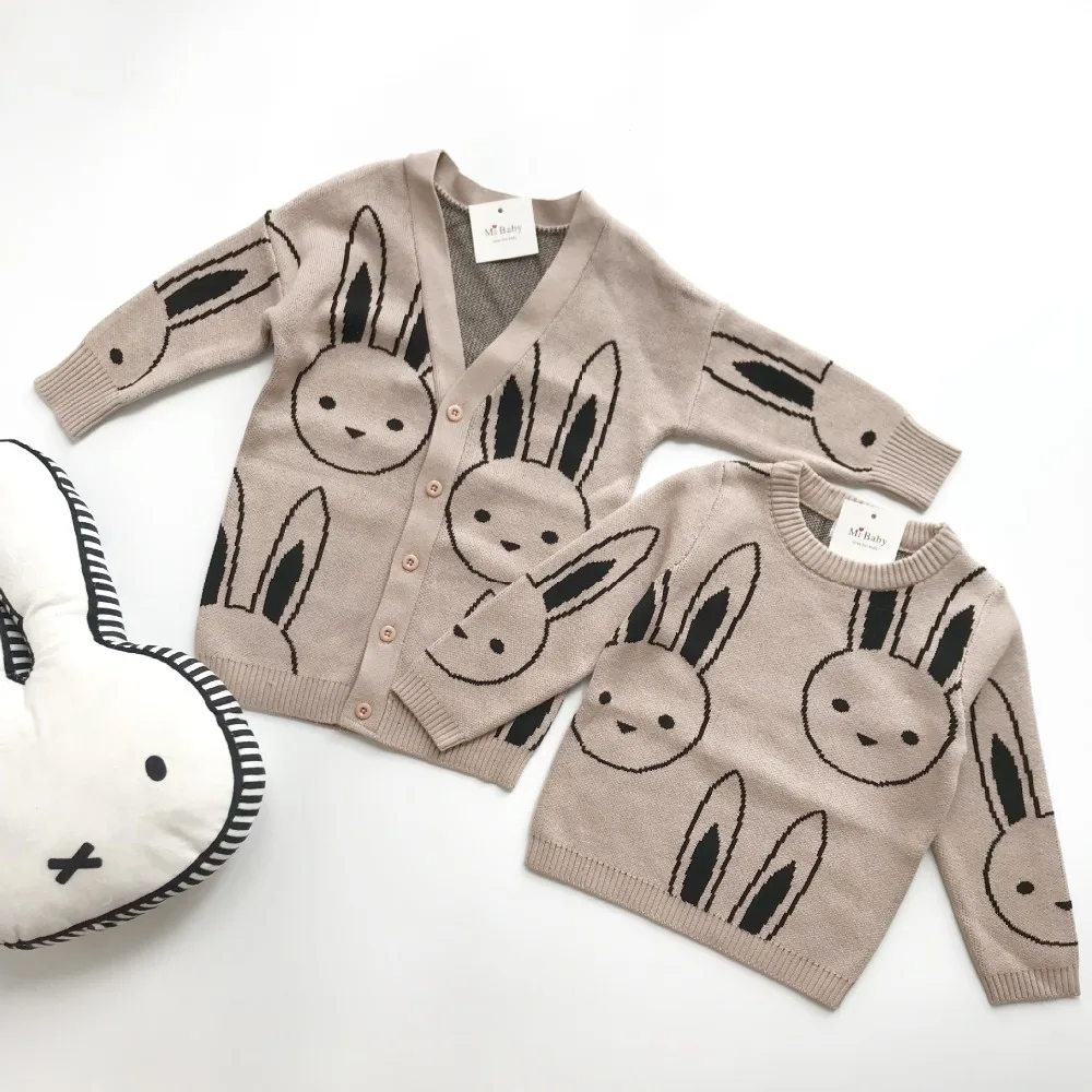 

New Spring Autumn Kids Jacket Cute Rabbit Pattern Cotton Kids Knitted Jacket Toddler Boy Girl Jacket