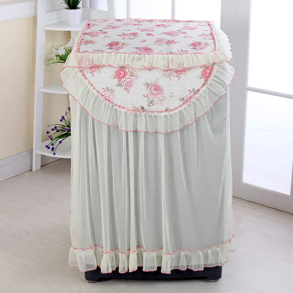 Lace Ruffle Floral Washing Machine Dust Cover Protection Front Durable Soft Home