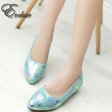 New pu printing leather Sweet Print Pumps Ladies Elegant Pointed Toe thick low Heels slip-on Shoes women Shoes large size 33-48