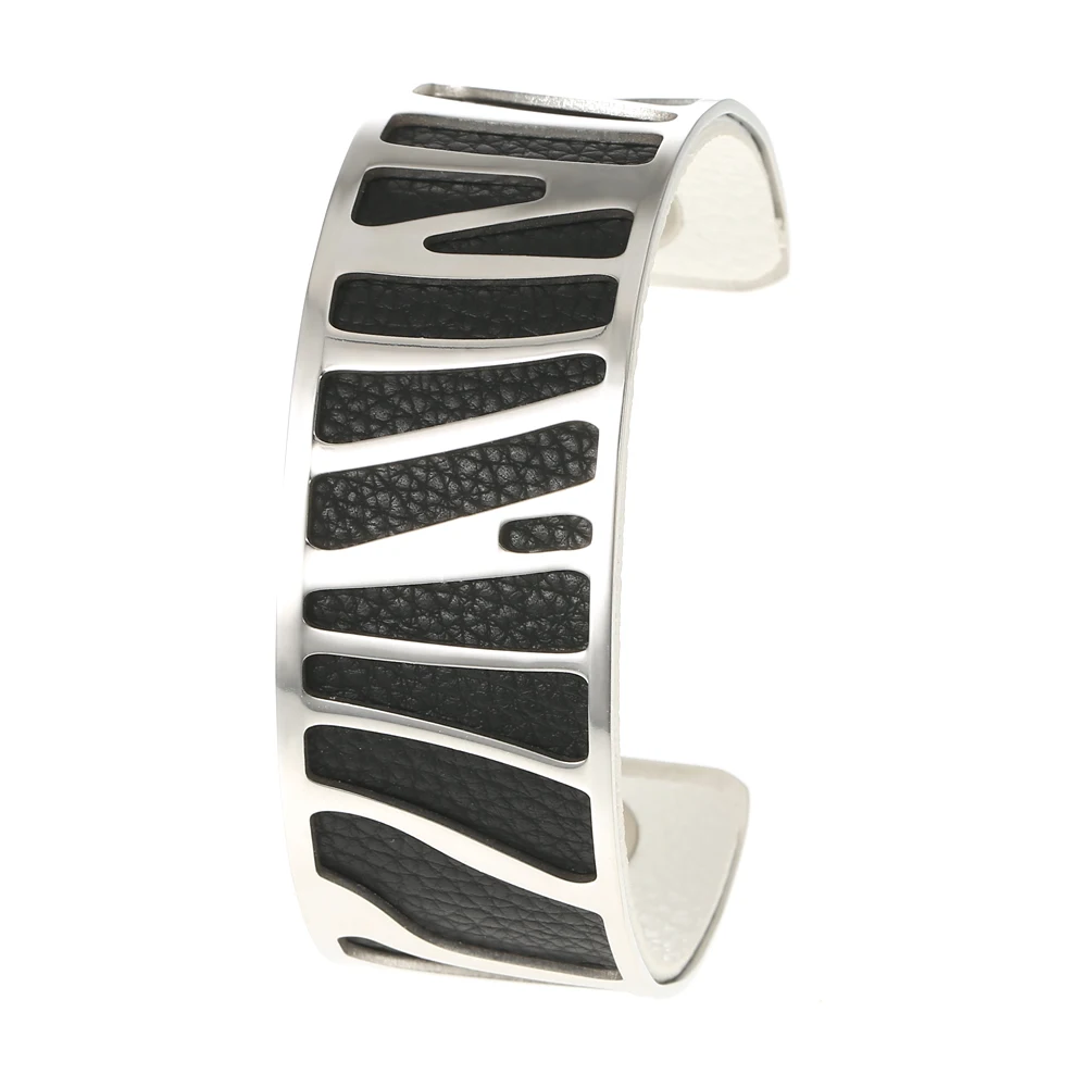 

Legenstar Love Bangle For Women Silver Bracelet Manchette Femme Parrot Reversible Cuff Blcak Leather Stainless Steel Pulseiras
