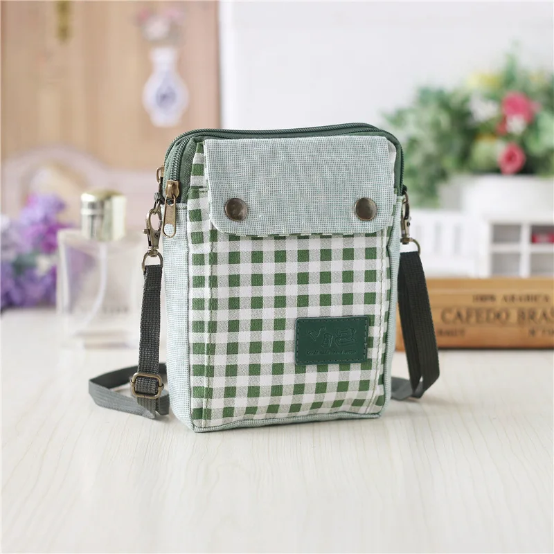 Cotton plaid printing children school bags kids travel messenger