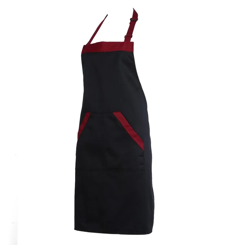 Черный красный кухонный фартук шеф-повара питание Halterneck нагрудник с 2 карманами безрукавные фартуки для женщин Men30