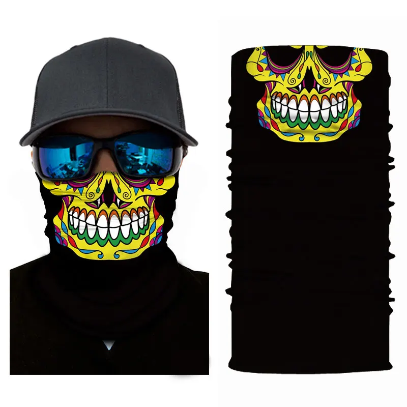 Nuoxintr Magic Head Face Mask Seamlessly Skull Halloween Scarf Mask Windproof Biker Motorcycle Scarf Outdoor Bandana Headband