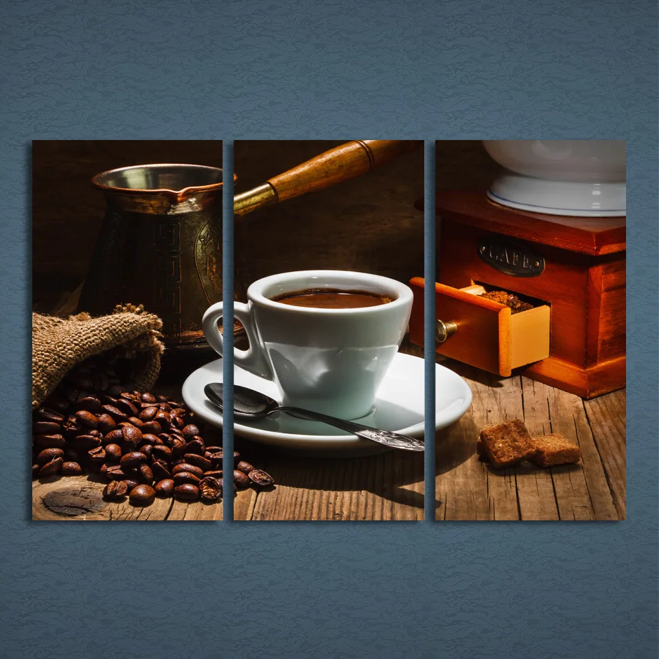 

Canvas Pictures Modern Printed Poster 3 Panel Coffee Cup Landscap Wall Art Painting Artwork Home Decor For Living Room Framework
