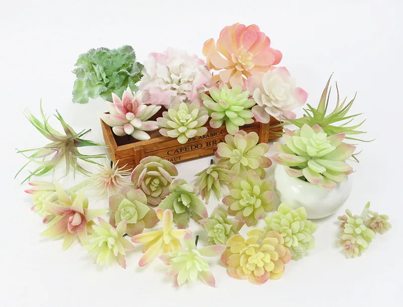 Flone Mini Artificial PU Flocking Succulent Plants Real Touch Hand Feel Plants Fake Plant Flower Home Decor Accessories (3)