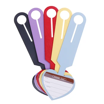 

1PCS Simple Love Heart Fashion Design Leather ID Address Holder Fashion Luggage Tag Portable Label Travel Accessories