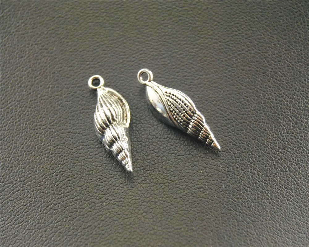 

30pcs Antique Sliver sea snail conch Charm Pendant DIY Necklace Charm Bracelet Bangle 4x20mm A1542