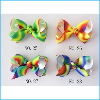 

30 BLESSING Good Girl Boutique 2.5" Rainbow ABC Hair Bows Clip Accessories