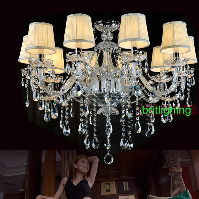 

Murano Venetian Style Lights LED Modern Glass Chandelier Lighting Nordic Crystal Chandelier Fabric Shades Dining Room Lamps