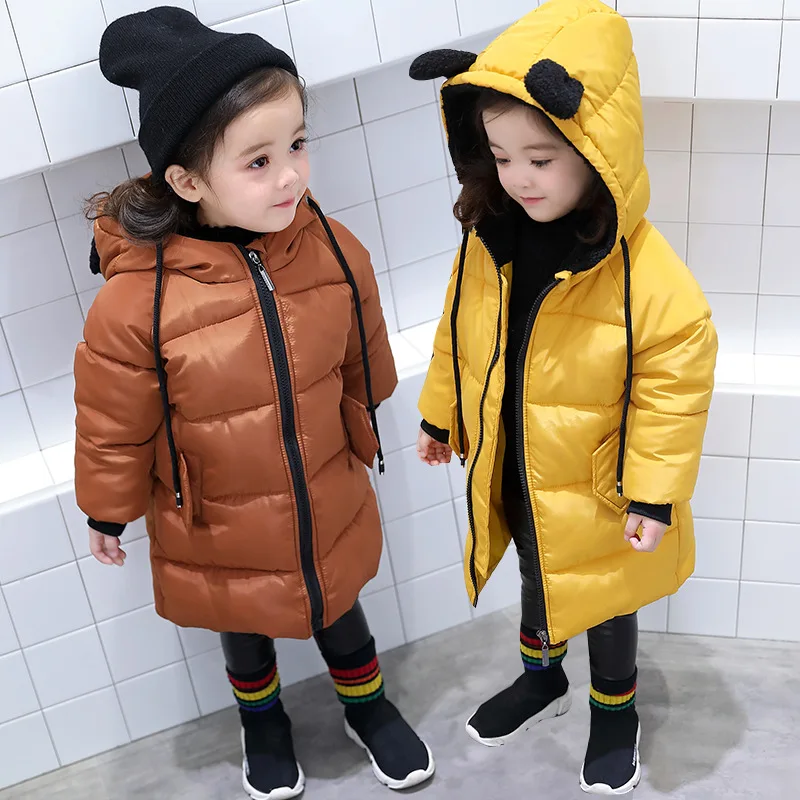 

Baby Girls jackets Fashion Cartoon Hooded Padded Boys Coats Clothing New Fashion 2018 Long Warm Outerwear Tops Kids Jackets Girl