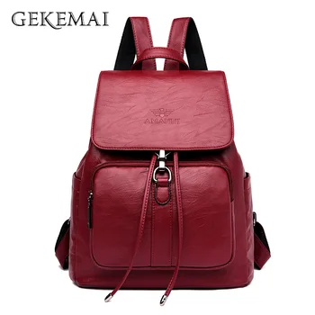

Luxury Women Backpack Female High Quality PU Leather Travel Backpack for Teenage Girls Mochila School BookBag Sac A Dos Femme
