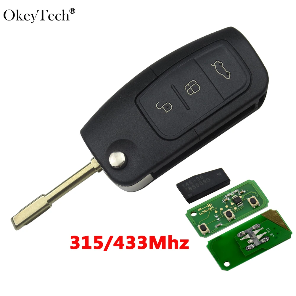 Carcasa de repuesto para llave de coche con 3 botones FO21 Blade Flip Cubierta para mando a distancia plegable para Focus Mk1 Mondeo Transit Connect