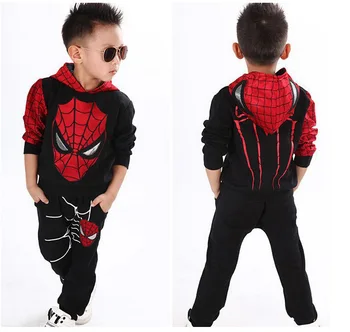 

2018 spring autumn trolls new children's clothing Spiderman Costume Boys Sport suits superhero Superman cartoon cotton swea