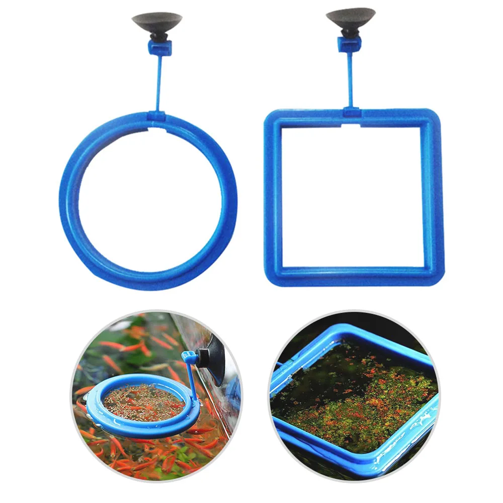 Aquarium Feeding Ring Fish Tank Station Floating Food Tary Feeder Square Circle Feeding Ring Fish Tank Portable Feeder Supplies  (2)