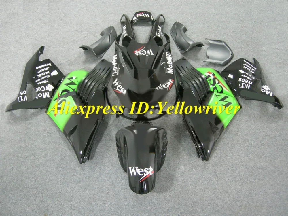 

Injection mold Fairing kit for KAWASAKI Ninja ZX14R 2006 2007 ZX14R 06 07 WEST black green ABS Fairings set+7 gifts SQ18
