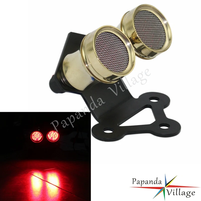 

Motorcycle Brass Twin Dual LED Rear Tail Brake Light Fender Mount For Harley Cafe Racer For Streetfighter Bobber Chopper