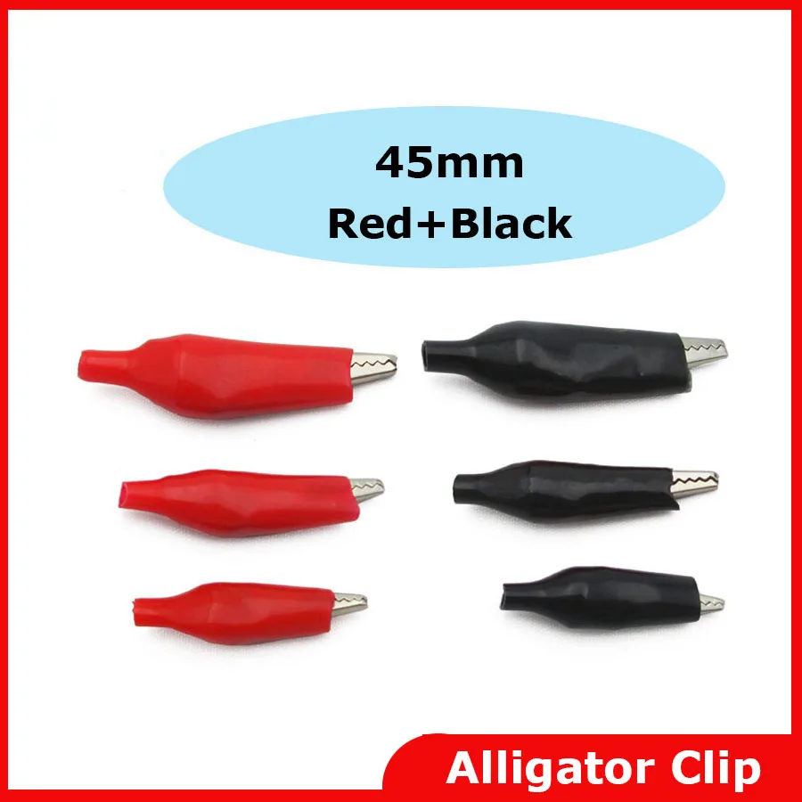 Free shipping 20 PCS Metal Alligator Clip crocodile electrical Clamp FOR Testing Probe Meter 45MM Black and red Plastic Boot |