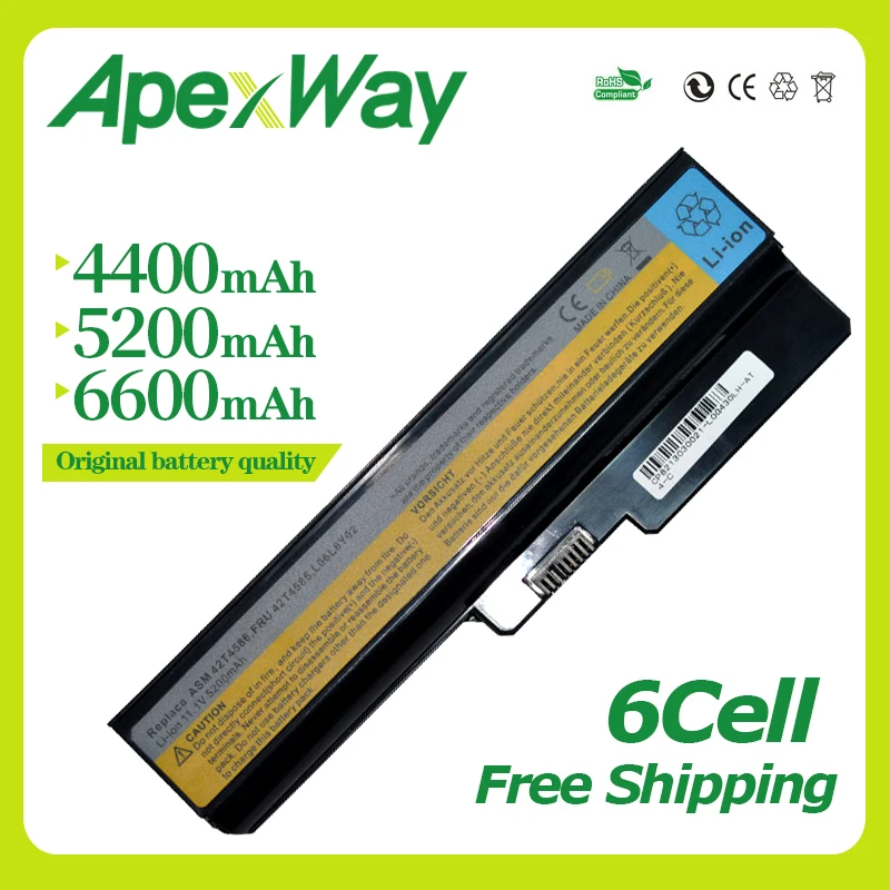 

Apexway 6 cell 11.1v Laptop Battery For Lenovo N500 G550 for IdeaPad G430 V460 Z360 B460 L08S6Y02