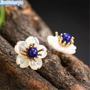 

new fashion natural nephrite jades white plum blossom flower jades stud earrings 925 silver earrings women earrings
