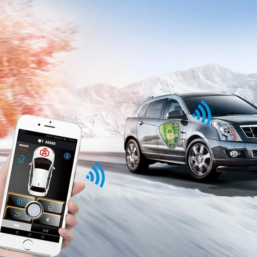 

Mobile phone control keyless entry alarm system compatible with ios and android phone car system remote Smart